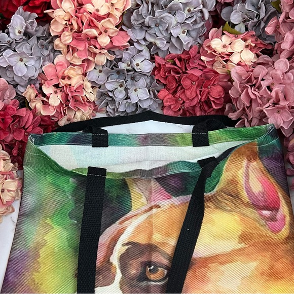 Eco-Friendly Handsome Brown and White Boxer Dog Folding Tote Bag - Picture 10 of 13